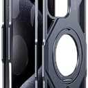 HUHUCASE Magnetic Holder Metal Phone Case for iPhone 13 14 15 16 17 Pro Max Plus Hollow Luxury Aluminum Alloy Phone Protective Case (Gray,iphone16promax)