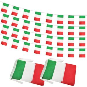 100 Feet Italy String Flag, 76 Pcs Italian Banner Flag, Small Mini World Banner Flags for Sports Events, Bars Decorations, School Festivals, Party Decorations, Celebrations (Italy)