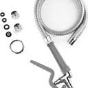 Pre Rinse Spray Valve with 45” Stainless-Steel Hose,1.42 GPM Pre Rinse Sprayer Commercial Sink Sprayer with Ergonomic Handle Commercial Faucet Parts,Fit for Dish Washing Spray （Gray）