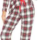Senert Pajamas Set For Women Long Sleeve Sleepwear with Pockets Soft Button Down Shirt Long Pants Pj Lounge Sets (Red White, Small)