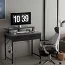 Pamray 32 Inch Small Computer Desk with Monitor Stand and 2 Drawers