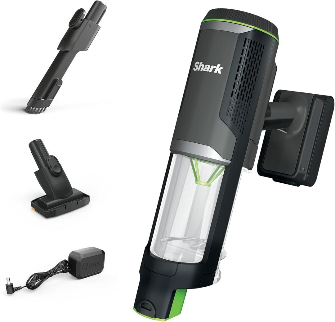 Shark PowerBoost Cordless 2-in-1 Car/Home Handheld PowerVac, Powerful Suction, 40 Minute Runtime, Portable, 3 Cleaning Modes, LED Screen, Furfins Tool, Duster Crevice Tool, Charcoal, BH102