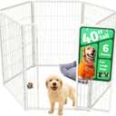 FXW Homeplus Unleashed Indoor Dog Playpen - Stress-Free and Safe Play, Heavy Duty 40 Inch 6 Panels Dog Pen for Medium and Large Dogs, WhitePatented