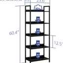 NUMENN Bookshelf, 5 Tier Bookshelves, Home Office Bookcase Shelf Storage Organizer, Free Standing Storage Shelving Unit for Bedroom, Living Room and Home Office, Black