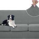 U-NICE HOME 4 Pieces Stretch Couch Cover Sofa Cover Washable Sofa Slipcover with Individual Seat Cushion for 3 Cushion Couch Sofa Pet Friendly(Sofa, Grey)