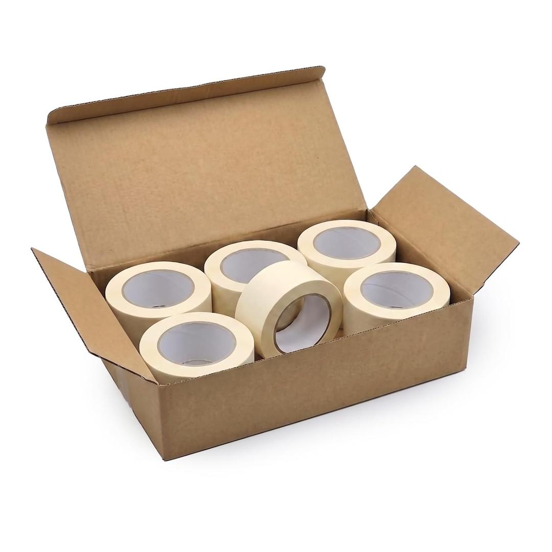 6 Pack Wide Masking Tape 2 inch Wide, White Painters Tape 2" Masking Tape Wide Bulk for General Purpose Use, 2 Inches X 55 Yards X 6 Rolls (330 Total Yards)