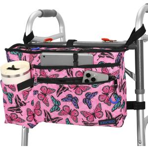 ZHCHG Walker Bag with Cup Holder, Walker Accessories for Seniors Detachable
Foldable Walker Basket with Large Capacity, Best Gift- Black (Not Fit Rollator Walkers)- Light Pink