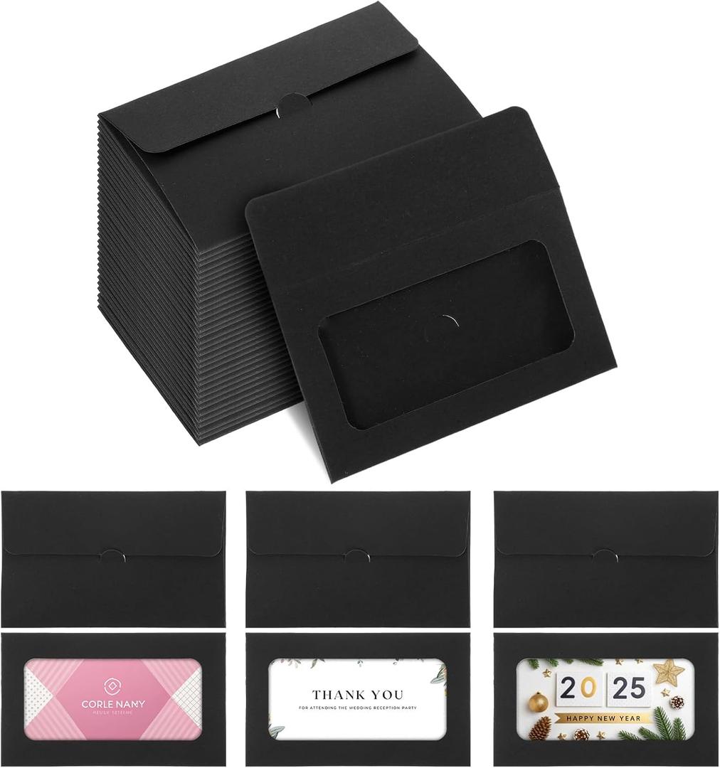 150 Pcs Window Gift Card Envelopes, 3.9 x 2.4 Inch Gift Card Sleeves, Credit Size Business Invitation Cards Envelopes for Christmas Wedding Invitation