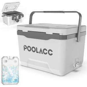 Portable Personal Cooler, Poolside Ice Chest for Above Ground Pool or Spa - Fits Intex Pools, Hard-Sided Cooler with Bonus Ice Pack for Lunch, Drink, Camping, Picnic, Beach, Fishing, 13.74qt