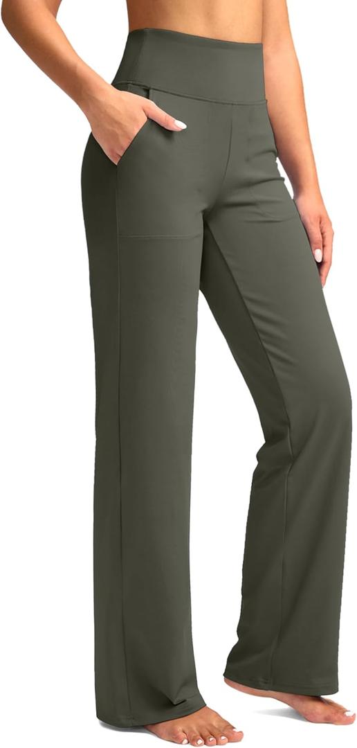 G Gradual Women's Yoga Pants Wide Leg wiht Pockets High Waist Stretch Loose Casual Lounge Sweatpants Petite/Regular/Tall (Medium)