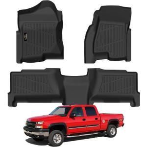 Floor Mats 1999-2006 for Chevy Silverado & GMC Sierra Crew Cab | 1500 2500 2500HD 3500HD, 2007 Silverado Sierra Classic Body, 2000-2006 Suburban/Yukon XL/Escalade ESV (2nd Row Bench Seat)