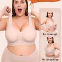 Vertvie Jelly Bras for Women Plus Size Minimizer Soft Wireless Push Up Bra Full Supportive Older Lift Back Coverage Bralette (Nude, 40DD)