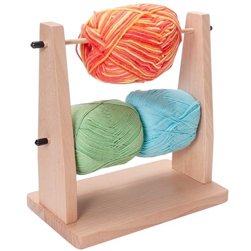 WILLOWDALE Wooden Yarn Holder for Knitting & Crochet Supplies, 2-Tier Yarn Storage Organizer Rack, 4 Crochet Yarn Ball Holder, Yarn Dispenser Crochet Tools and Accessories Arts & Crafts Supplies