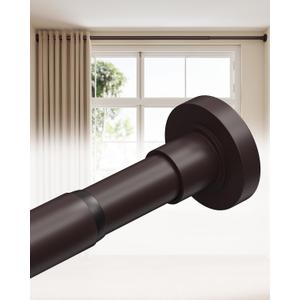 ALLZONE Tension Curtain Rods for Windows 66 to 120 Inches, Heavy Duty Curtain Rods No Drilling, Extra Long Tension Rod for Curtains, Outdoor Tension Rods for Patio, Bedroom, Dark Brown