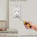 4-Pack Decorator Wall Plate, Metal Outlet Cover Plate for Receptacle, GFCI Outlets, Dimmer Switch, Decorative Satin Nickel Finish, Midsize