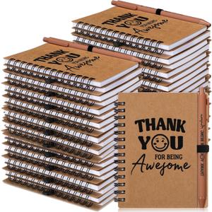 24 Set/48 Pcs Employee Appreciation Gifts Bulk Inspirational Spiral Notebook with Pen Small Motivational Notepad Thank You Gift for Staff Team Teacher Coworker
