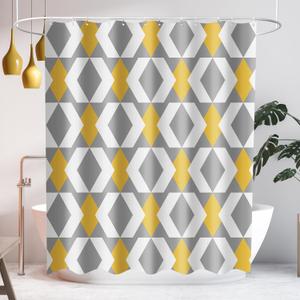 2 x SASTYBALE Bathroom Shower Curtain, Geometric Minimalist Modern Style, Waterproof Machine Washable Heavy Duty Cloth Bathroom Curtains with 12 Hooks, 72x84 Inch