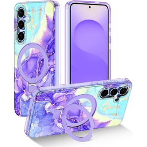 Magnetic for Galaxy S25 FE Case with Invisible Ring Stand [Compatible with MagSafe], Full Body Rugged Slim Women Men Girl Shockproof Case for Samsung Galaxy S25 FE,Cobalt Violet