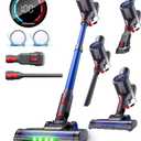 S10 Cordless Vacuum Cleaner, 40KPA/500W/45Mins, LED Display, 8-in-1 Lightweight Stick Vacuum Cleaners for Home with Green LED Light, 6-Stages Filtration, Self-Standing Design, Blue