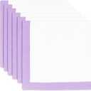 PurpleEssences Lavender and White Cloth Napkins - 18x18 Inch Set of 6-100% Cotton Elegant Hemstitch Dinner Napkins with 1" Solid Edges, Soft Durable Washable - Spring Easter Summer Table Décor