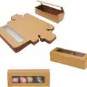 40 Pieces Small Pastry Boxes with Window,Small Bread Box,Packaging for Baked Goods,Muffin,Cookies,Candy,Chocolate,Macaron,Takeout Boxes (Brown, 7x2")