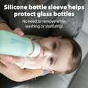 Dr. Brown's Anti-Colic Options+ Narrow Glass Baby Bottles 4 oz/120 mL, with Level 1 Slow Flow Nipple, 3 Pack 0m+ with Mint 100% Silicone Sleeves, BPA-Free