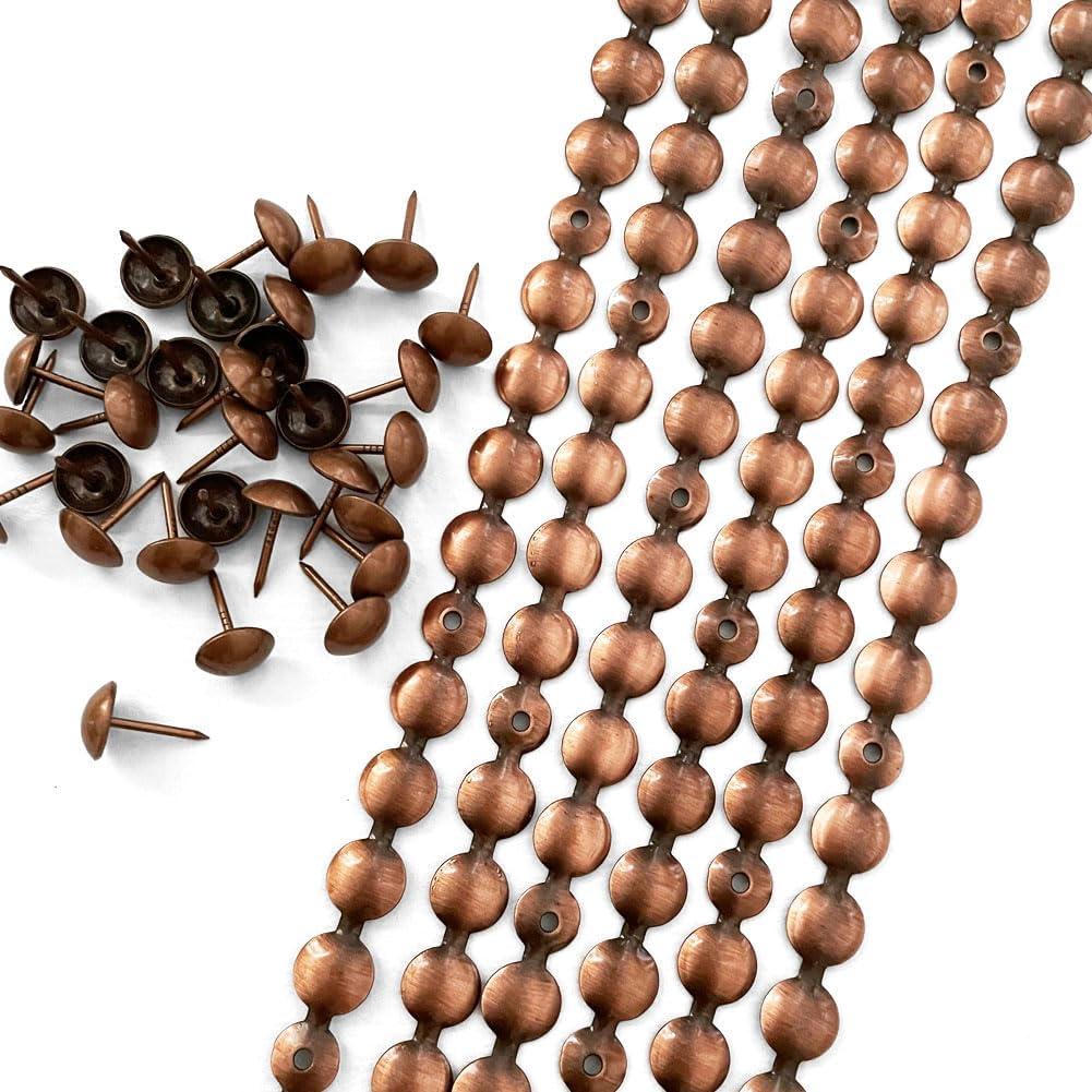 Let's Decorate 10 Meters D11mm Copper Plated Decorative Nail Strips/Nailhead Trims,Sofa Tacks,Upholstery Sofa Tacks,DIY Furniture Accessory (O:11mm Copper)