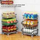 Miyawell Fruit Vegetable Storage Basket for Kitchen - 6 Tier Stackable Metal Wire Baskets Cart with Rolling Wheels Utility Fruits Rack Produce Snack Organizer Bins for Pantry Bathroom Laundry Bronze