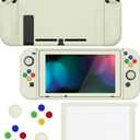 PlayVital ZealProtect Soft Protective Case for Nintendo Switch, Flexible Cover Protector for Switch with Tempered Glass Screen Protector & Thumb Grip Caps & ABXY Direction Button Caps - Antique Yellow