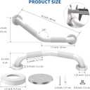 16 Inch Angled Shower Grab Bar White, Munzong 2 Pack Anti Slip Bathroom Grab Bar, Knurled Bathroom Balance Bar,Safety Hand Rail Support Handicap Elderly Injury Senior Assist Bath Handle-1.25 Tube