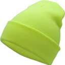 Unisex Knit Soft Warm Cuffed Beanie Hat Winter Camo Hats for Men Women (Neon Yellow)