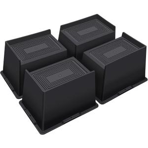 ANNKUT Bed Risers 5 Inch Heavy Duty,Oversized Couch Risers, Extra Wide Furniture Risers for Sofa Table Desk Headboard Chair Lifting,Rectangle Risering Blocks Support 6000 lbs(4 Pack Black)