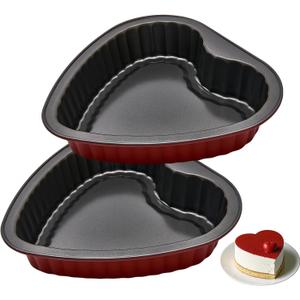 8 Inch Heart Cake Pan Set of 2, Heart Shaped Cake Molds for Baking Wedding Birthday Valentine's Day Cakes