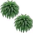 45" Artificial Ferns for Outdoors,2 Boston Fake Ferns with 55 Pronds, UV Resistant & Realistic Faux Ferns for Outdoor Planter Large, Indoor, Front Porch Decor Garden Yard Patio Decor