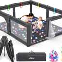 Baby Playpen Foldable Playpen for Babies and Toddlers, Extra Large Playpens Portable Play Pen Travel Activity Center for Kids Indoor Outdoor Pack and Play Baby Shower Gifts, 71"X59" Dark Grey