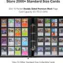 2000 Trading Card Binder, 16 Pocket D-Ring Card Binder Fit 2016 Cards - Large Card Collection Binder with Double-Sided Black Pages for TCG -Blue