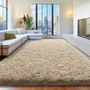 AAFKK 9x12 Area Rugs for Living Room, Fluffy Shaggy Rug Soft Carpets, Big Rugs for Bedroom Nursery Kids Room Dorm Home Decor Aesthetic, Light Tan
