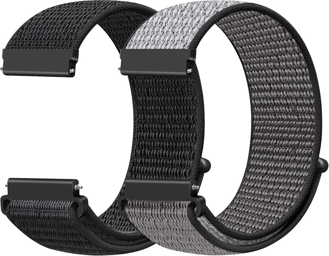 22mm Nylon Quick Release Watch Band Compatible with Samsung Galaxy Watch 3 45mm/Gear S3 Frontier/Garmin Venu 4 45mm/3 45mm/2/Vivoactive 4/Forerunner 570(47mm)/255/265/Amazfit Helio/Bip 6/5/Balance 2
