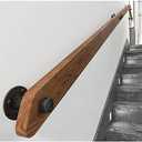 Professional Non-Slip Wood Handrails for Indoor Stairs, Rustic Industrial Wooden Handrail Complete Kit, Wall Mounted Stairs Banister Rail Home Lofts Deck Corridor Support Rod (Size : 10ft/300cm)