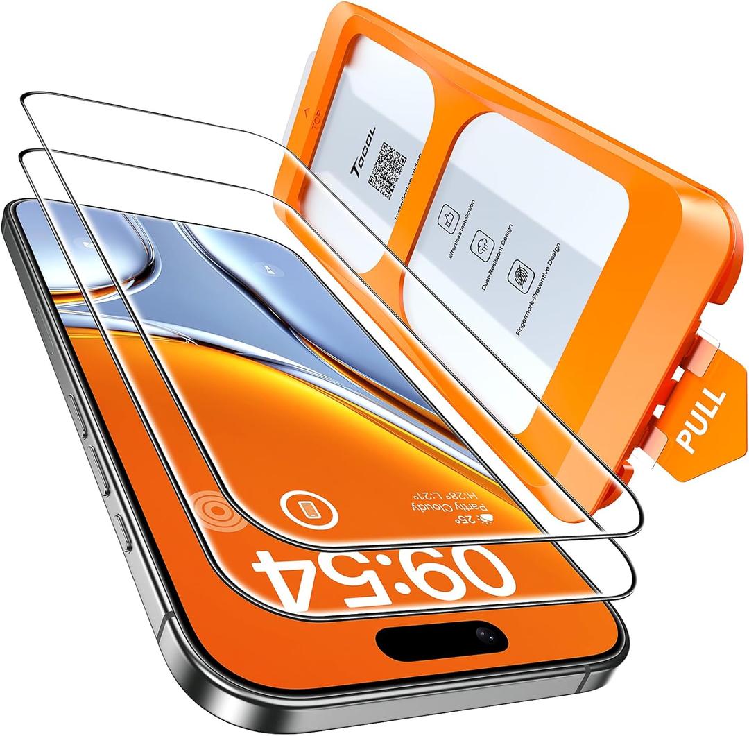 TOCOL for iPhone Air Screen Protector 6.5 inch 9H Hardness Military Grade Shatterproof HD Tempered Glass Full Coverage Easy Installation 2 Pack