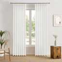 White Pinch Pleated Sheer Curtains 90 Inches Long, Textured Window Treatments Curtain for Bedroom/Living Room 42x90 Inch 2 Panels Back Tab Rod Pocket