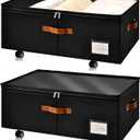 Under Bed Storage Organizer with Wheels, Underbed Container with Clear Lid Cover, Storage Bag Box with Visiable Window for Clothes, Bedsheet, Pillow, 2 Pack (10 inch)