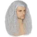Cosela Witch Wig for Women Men Long Curly Silver Grey Old Lady Costume Wig for Halloween