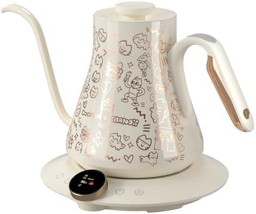 Cocinare x Chanoir FLOW M9 Pro Electric Kettle, Art de Paris Collaboration, ±0.5℉ Precise Temp Control for Coffee & Tea, Stainless Steel Interior, Fast Heating for Boiling Water (Chanoir White)