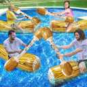 8 Pcs Jumbo Inflatable Floating Row Toys Pool Games for 4 Players Pool Toys for Adult Kids Teens, Extra Large Size Ride-on Battle Logs Pool Floats Family Summer Swimming Pool Party Water Sports Supply