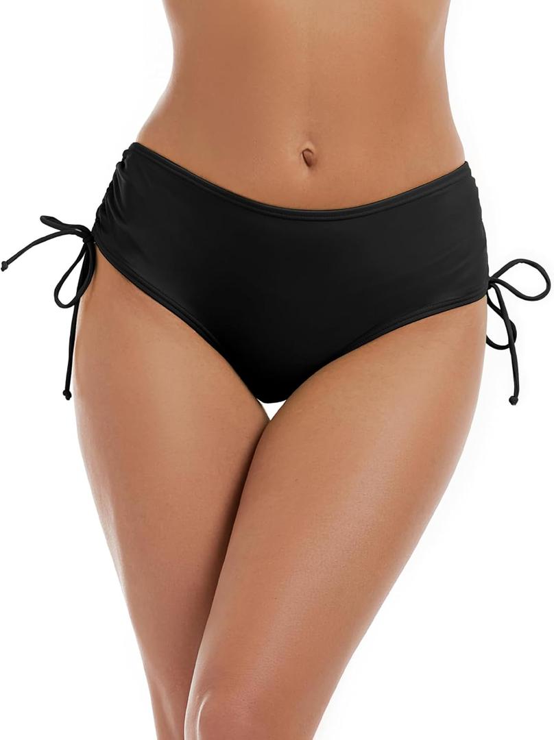 Bonneuitbebe Women's Bikini Bottoms Full Coverage Swim Bottoms Mid Waisted Swimsuit Bathing Suit Bottom