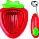 Joie Strawberry Huller and Slicer, Berry Preparation Set, Baking Tools, Red
