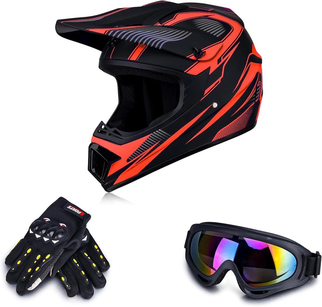 Motorcycle Helmet, Powersports Motorcycle Man Woman Adult ATV MX Helmet, DOT Certification Standard, Four Seasons, A, S
