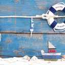 BELECO 7x5ft Fabric Nautical Backdrop Life Buoy Boat Shells Blue Wooden Background Sailor Photography Backdrop for Party Decoration Birthday Boy Girl Baby Shower Photoshoot Photo Background Props