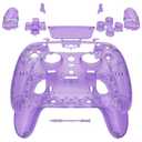 ExtremeRate Full Set Shell with Buttons Touchpad Compatible with ps5 Edge Controller, Clear Atomic Purple Replacement Decorative Trim Shell Front Back Plates Compatible with ps5 Edge Controller